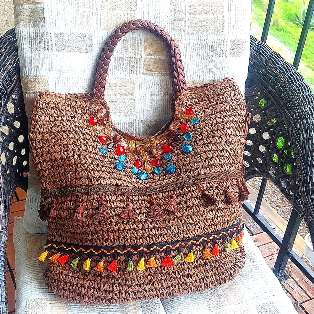 Unique crochet raffia bag